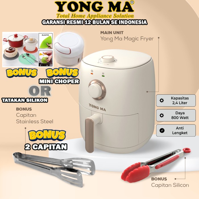 Yong Ma Air Fryer 2,4 L Magic Fryer Mengoreng Tanpa Minyak 800 Watt