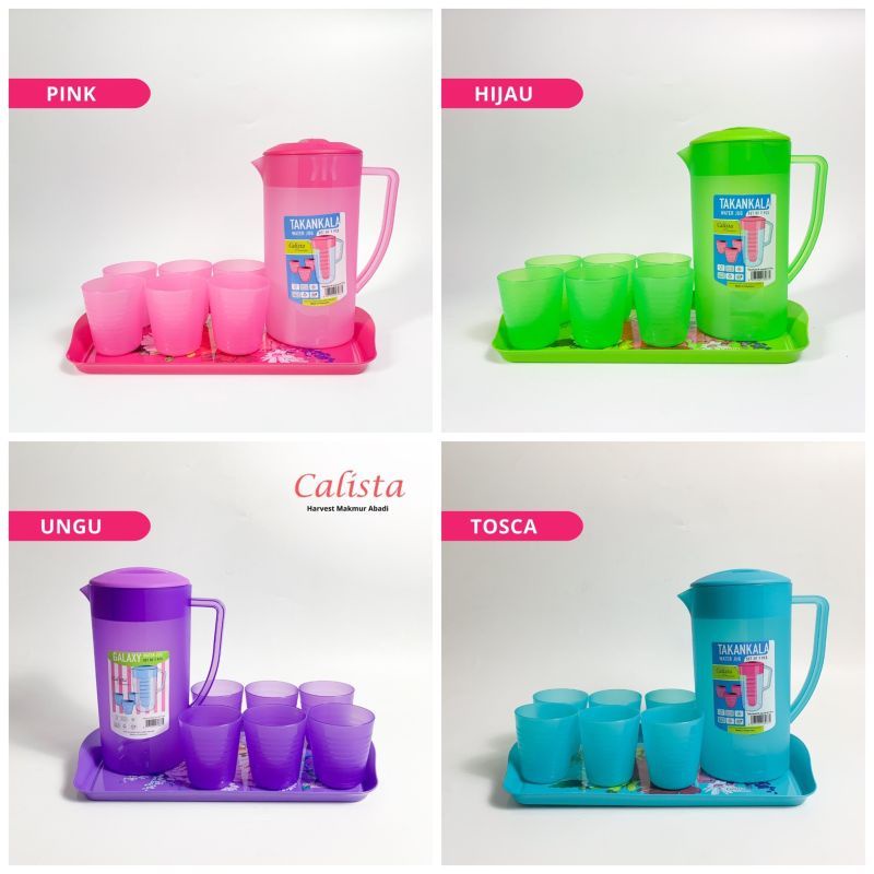 Calista Esnam Teko Beranak Set 8 Pcs dengan Gelas dan Nampan
