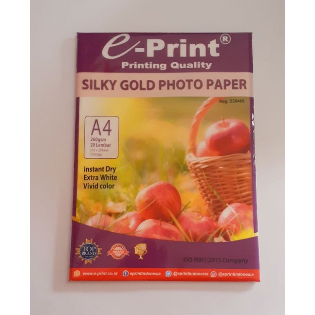 

Glossy E-Print Paper Silky Premium 260 Gsm 20 Lembar