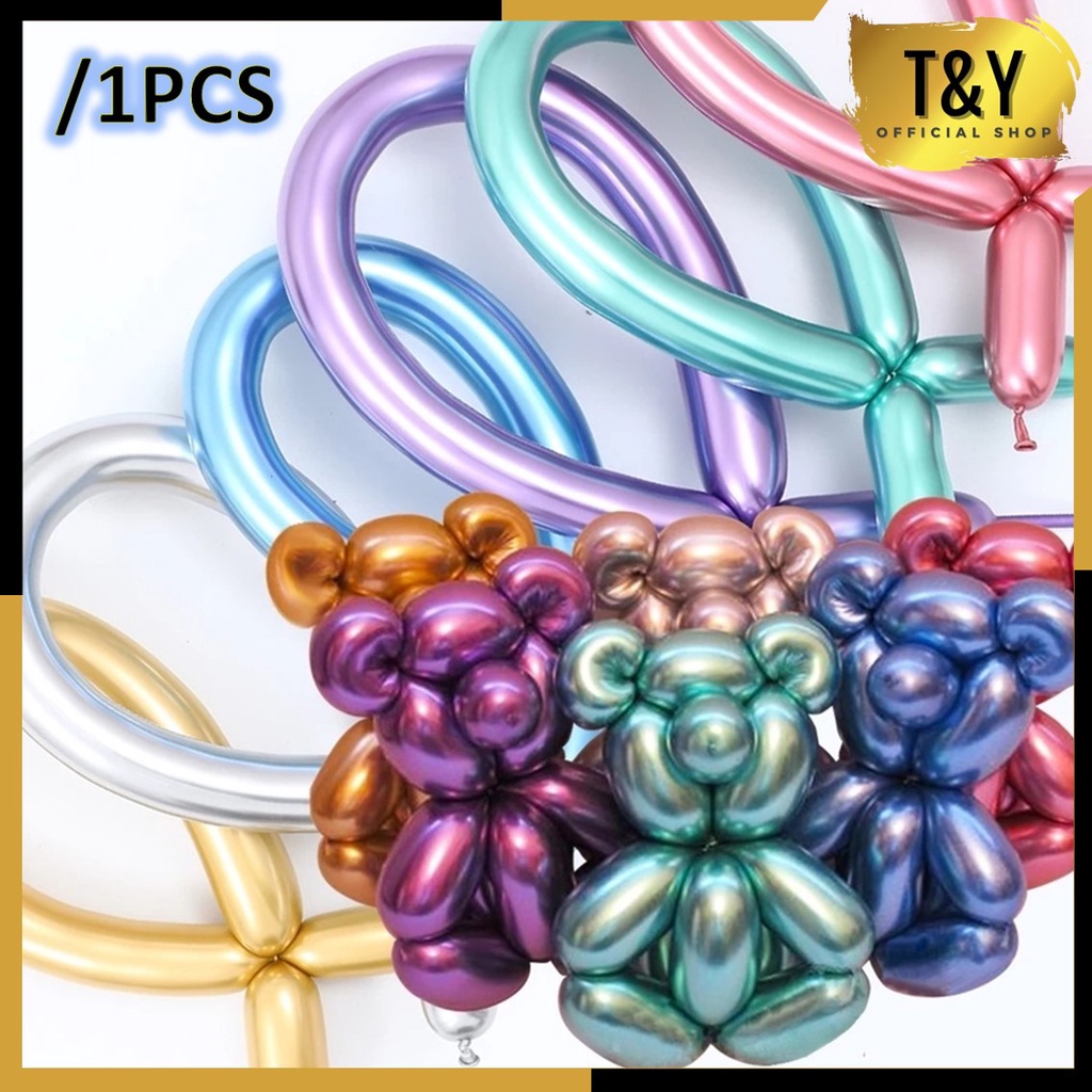 T&amp;Y Balon Twist Chrome Balon Pentil Balon Panjang Balon Warna Balon Bentuk Balon Latex Twist Chrome 1Pcs