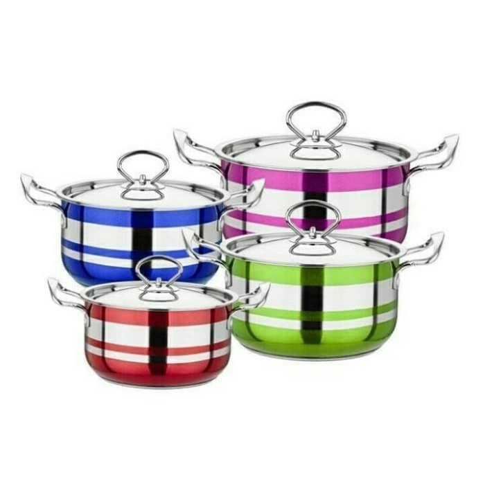 {{{{{{] PANCI STAINLESS STEEL SET TEBAL PANCI WARNA PANCI PLUS KUKUS TUTUP