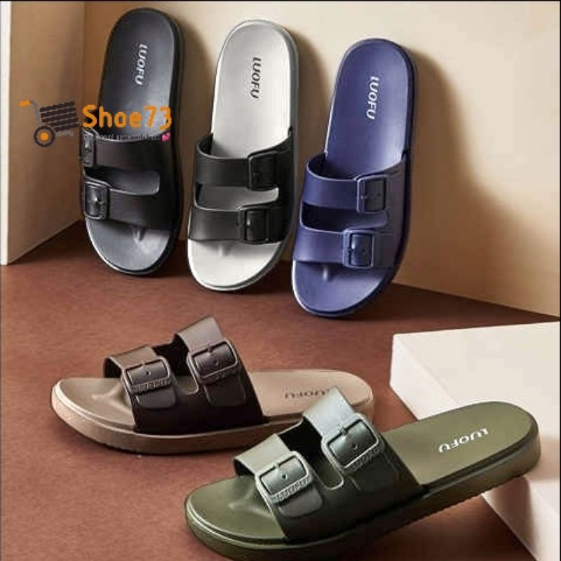 LUOFU E 6208 G2S2W SIZE 40-44 ORIGINAL l Sandal Selop jelly ban 2  pria l Sendal kokop cowok impor