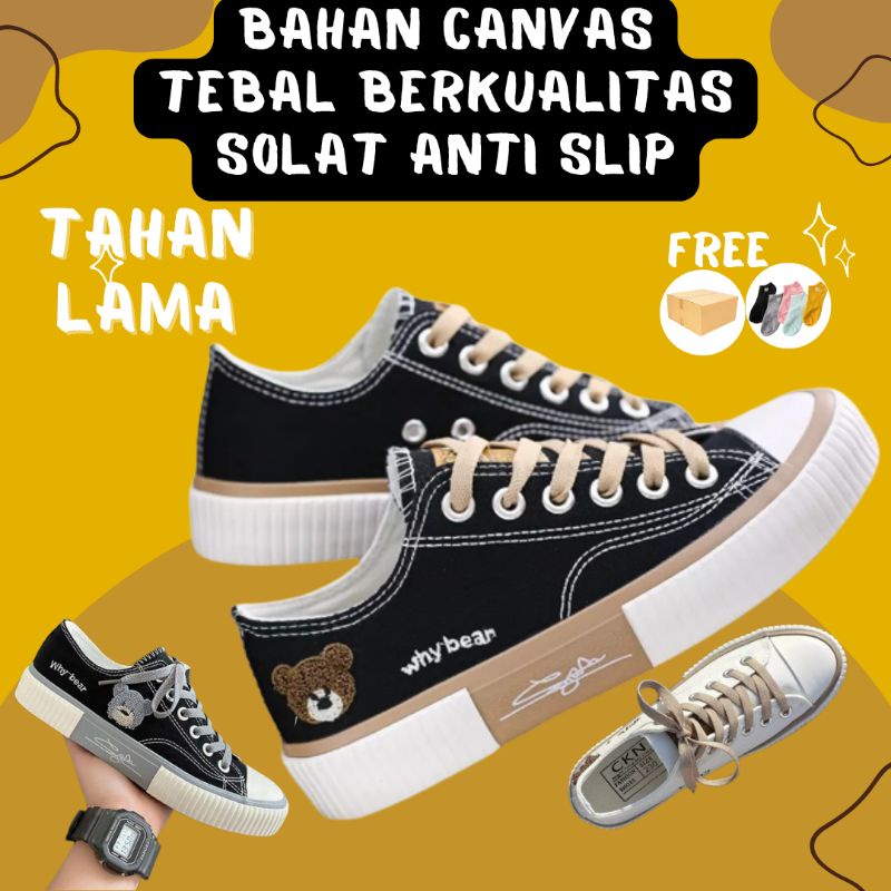 COD Bayar Ditempat WB01 Sepatu Hitam Wanita Dewasa Sneakers Tali Kanvas Converse Model Terbaru 2022 
