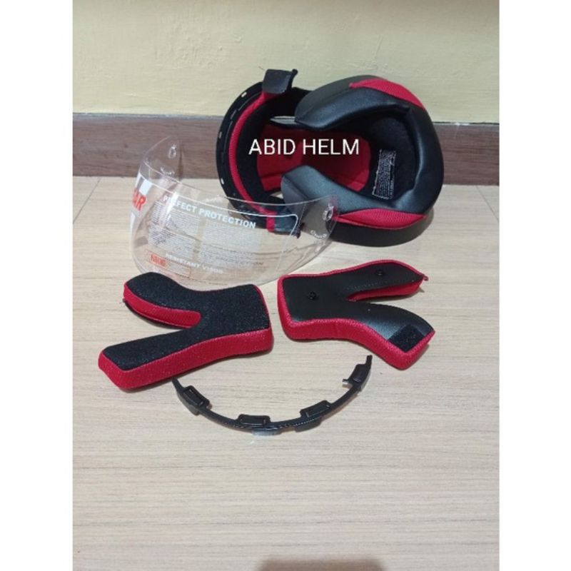 Paket komplit busa helm kyt rc7 rachet rc7 karet helm kaca visor helm kyt rc7 warna bening