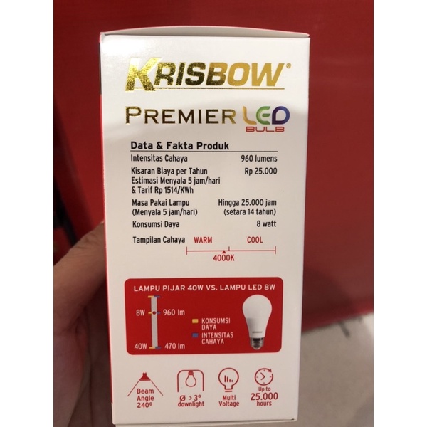 KRISBOW BOHLAM LAMPU LED PREMIER NATURAL WHITE 4, 6, 8, &amp; 12 WATT/LAMPU PLAFON/ LAMPU LED HEMAT ENERGI/ACE LAMPU BERGARANSI/ACE BOHLAM LAMPU LED PREMIER