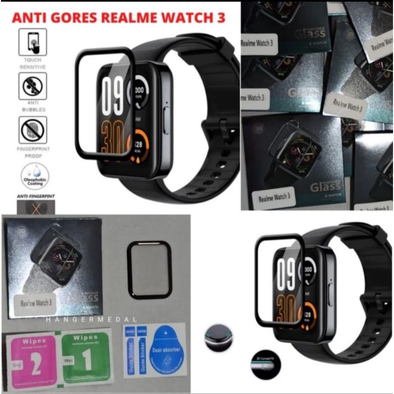 Anti Gores Realme Watch 3 Screen Guard TPU 3D Full Cover Lis Hitam PET Nano Screen