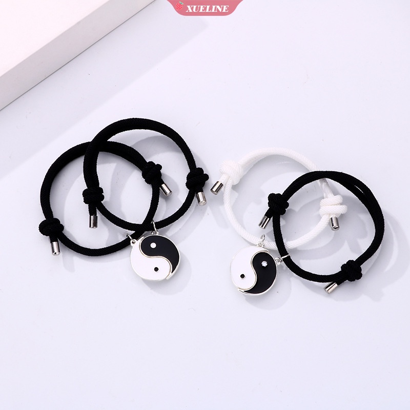 2pcs/set Gelang Pasangan Yin Yang Taiji Cina set Pria Wanita Jarak Hitam Dan Putih Berbentuk Hati magnet Atraksi Perhiasan Hadiah [ZXL]