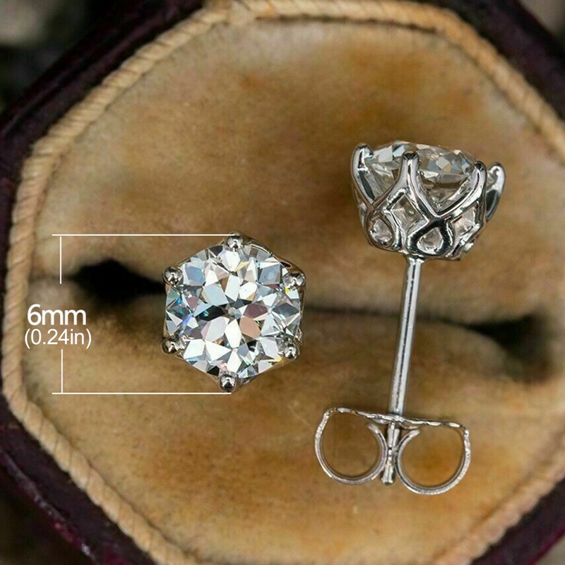 Fancyqube 1pasang Anting Tusuk Fashion Klasik Enam Cabang Solitaire Zircon Untuk Wanita Pria