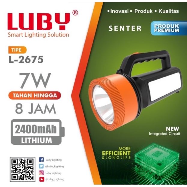 Senter Lampu LED Luby L-2675 7 watt cas ulang