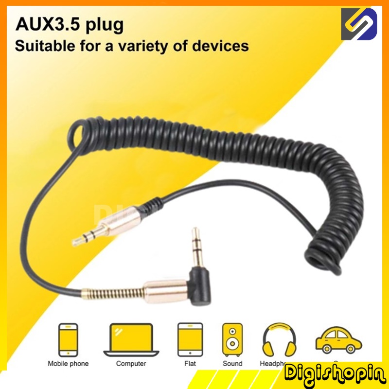 Kabel Jack 3.5 mm Spring L Jack 1.5m Kabel Aux 3.5mm