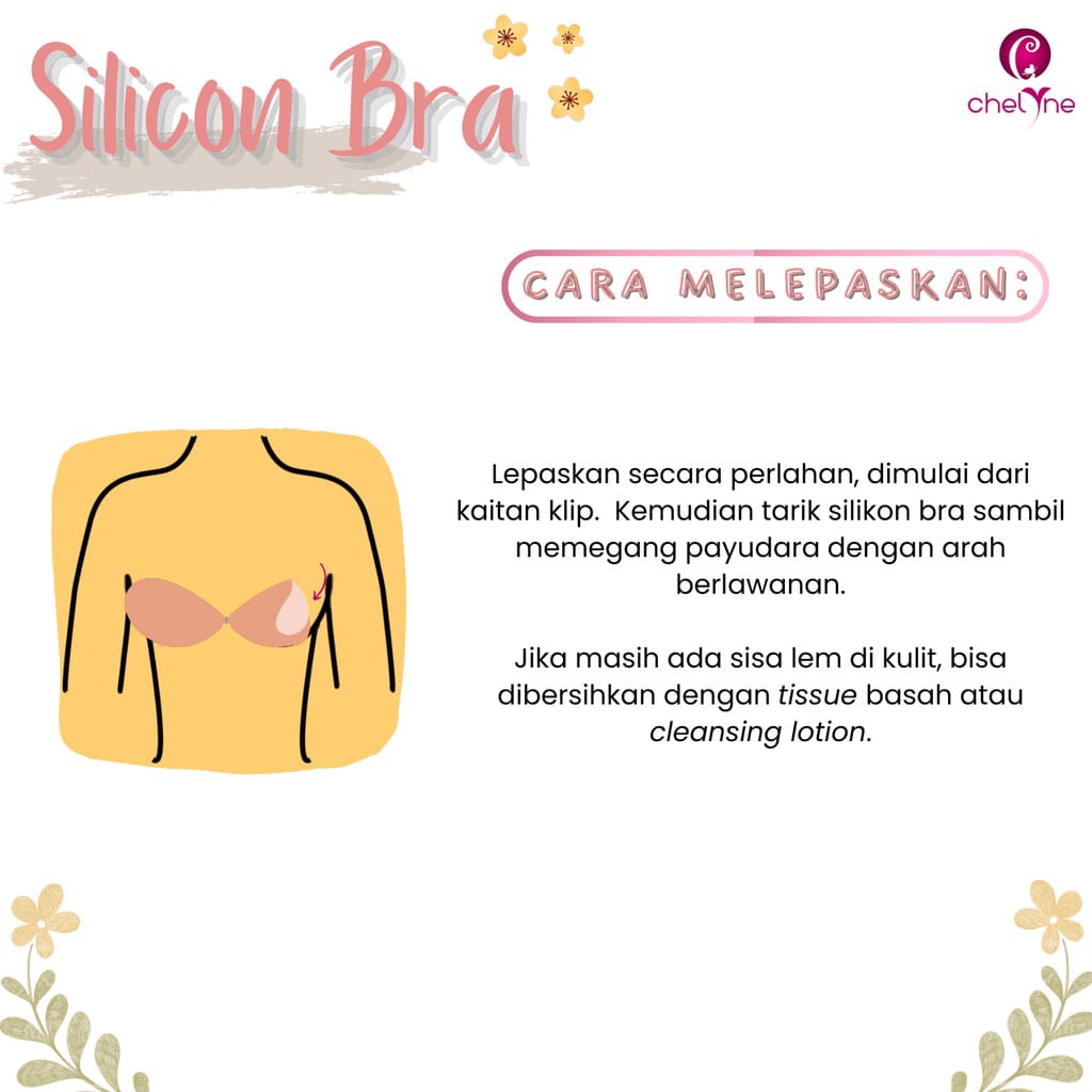 Silicon Chelyne Push Up Bra Dengan Box (PREMIUM) P2 &amp; Lem Perekat FreeBra (Termasuk Tali Transparan)