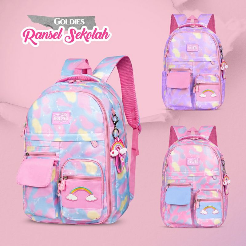 tas sekolah Anak perempuan / Tas sekolah pelangi ornate/ tas sekolah pelangi