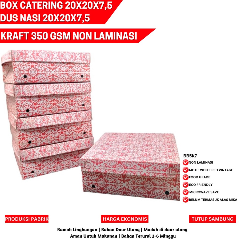 Dus Nasi 20x20 Tebal 350 Gsm Dus Nasi (BB5K7-Non Laminasi)