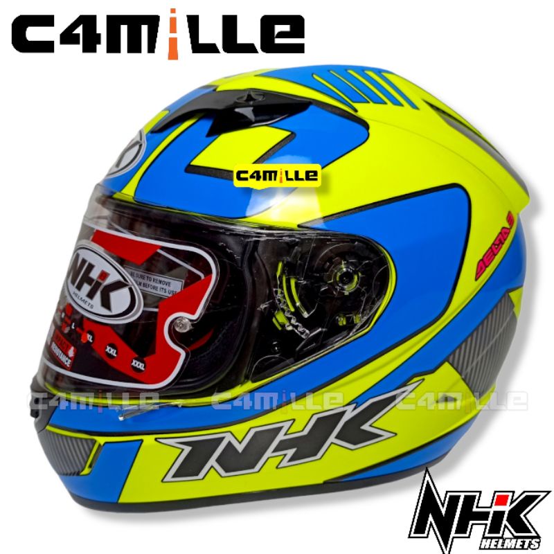 HELM NHK GP1000 DELTA 3 YELLOW FLUO BLUE DOUBLE VISOR FULL FACE