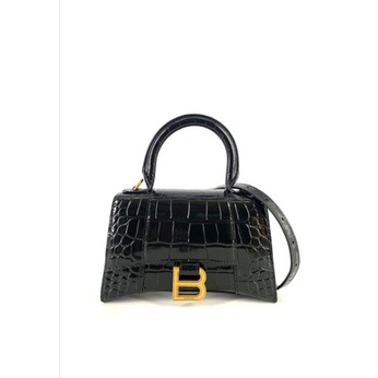 Balenciaga Hourglass Mini Croco Black