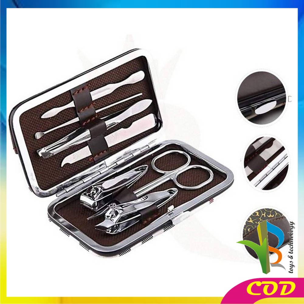 RB-K63 Manicure Pedicure Set 7 in 1 Mini Stainless Stell Gunting Kuku Portable Tools Set Perawatan Kuku Nail Art Menicure Pedicure Set Dengan Dompet