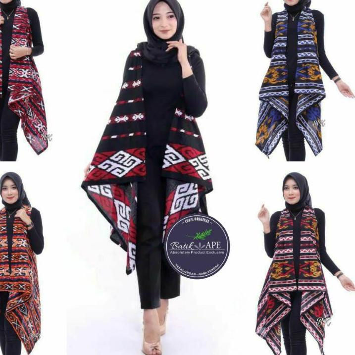 OUTERWEAR BLAZER OUTER LONG VEST LONGVEST BOLERO PANJANG BATIK MOTIF SONGKET TENUN MODERN MURAH