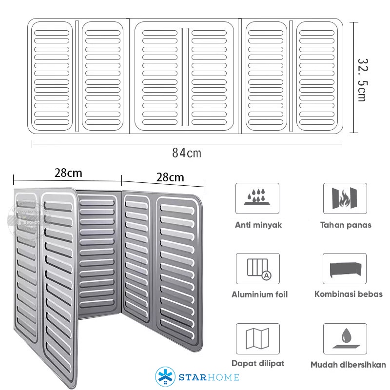 Sekat Kompor Pelindung Kompor Anti Panas Anti Cipratan Minyak Aliminium Foil Kompor Pelindung Dinding Dapur Anti Kotor