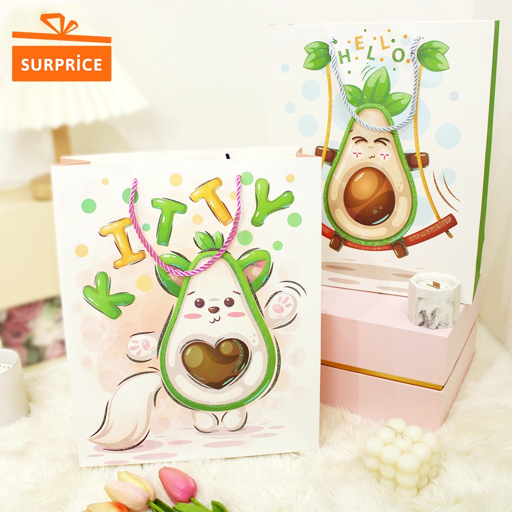

Surprice Paper Bag Avocado 26X32X10 / Paper Bag Tali / Goodie Bag Lucu