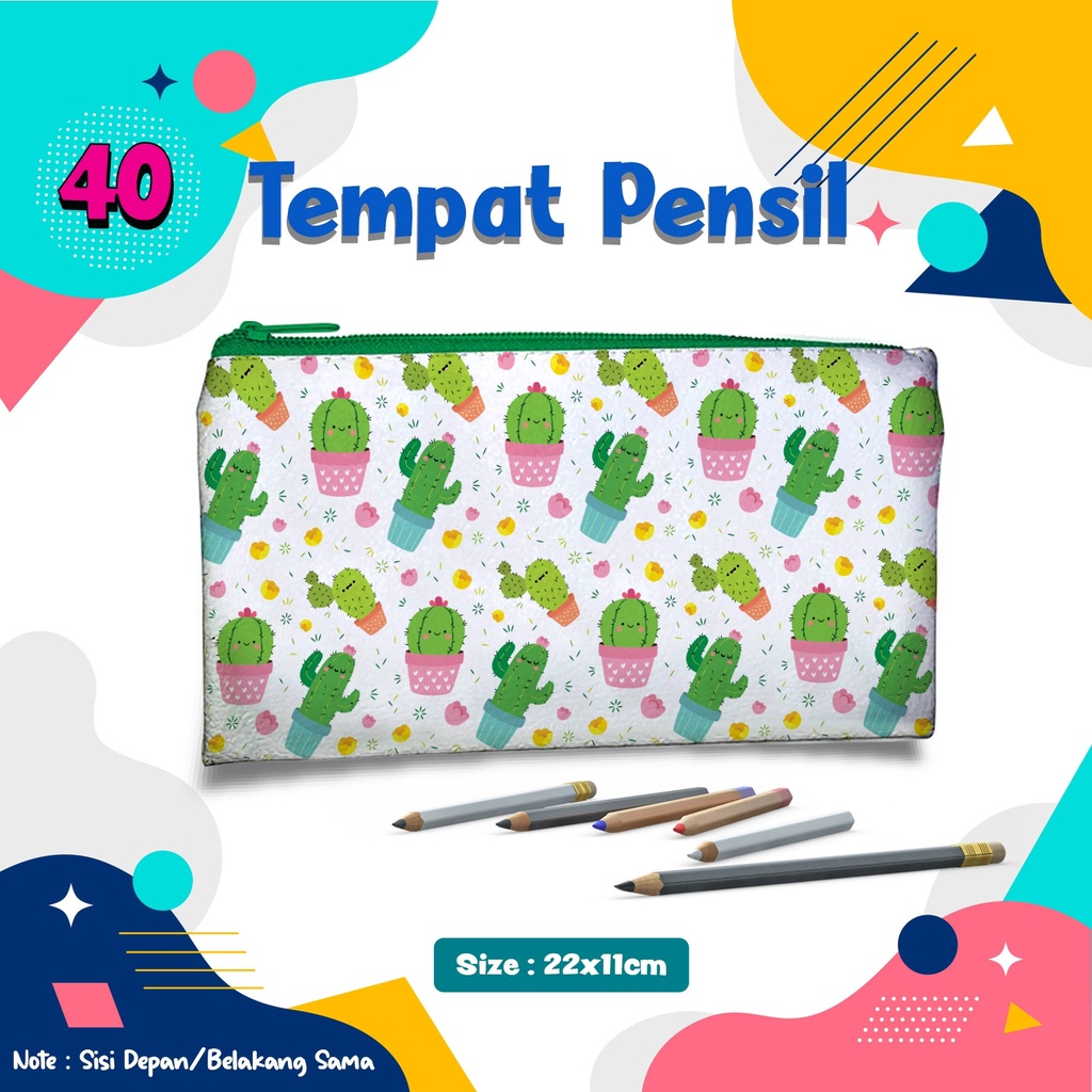 

Tempat Pensil KAKTUS Kode.40 Pencil Case Dompet Pouch Kostak Kotak Custom nama dan foto