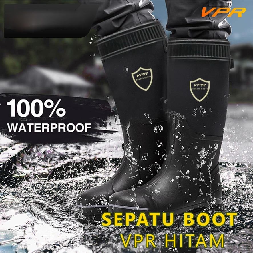 Sepatu Boots Karet Boot Hitam Pria Kerja Safety Proyek Bot Panjang Vpr