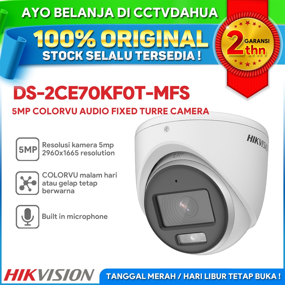 HIKVISION DS-2CE70KF0T-MFS 3K COLORVU AUDIO FIXED TURRET CAMERA