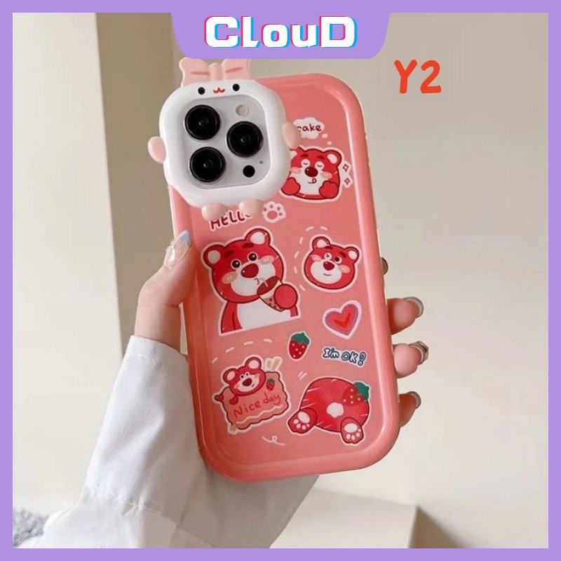 Casing Realme C35 C20A C12 C25 C25s C20 C25Y C3 C30 C17 C11 C21Y C15 C33 C21 C31 C2 8Pro 9i 7 5 8 9 7i 9Pro+5i 6i Cute Manyo 3D Bow Monster Lens Soft Tpu Kartun Beruang Case Tempat Kotak Makan