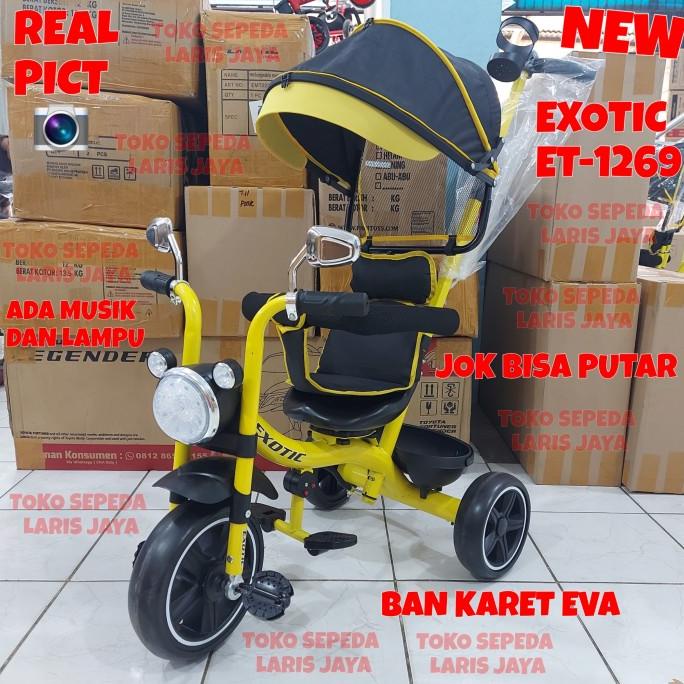 Sepeda Roda Tiga Exotic 1269 Sepeda Anak Roda Tiga Model Motor Et-1269 #Original