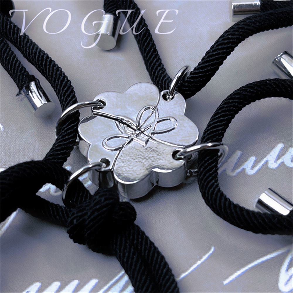 4 Pcs/set Pasangan Sahabat Magnet Four-leaf Clover pendant Gelang Wanita Pria Perhiasan Hadiah