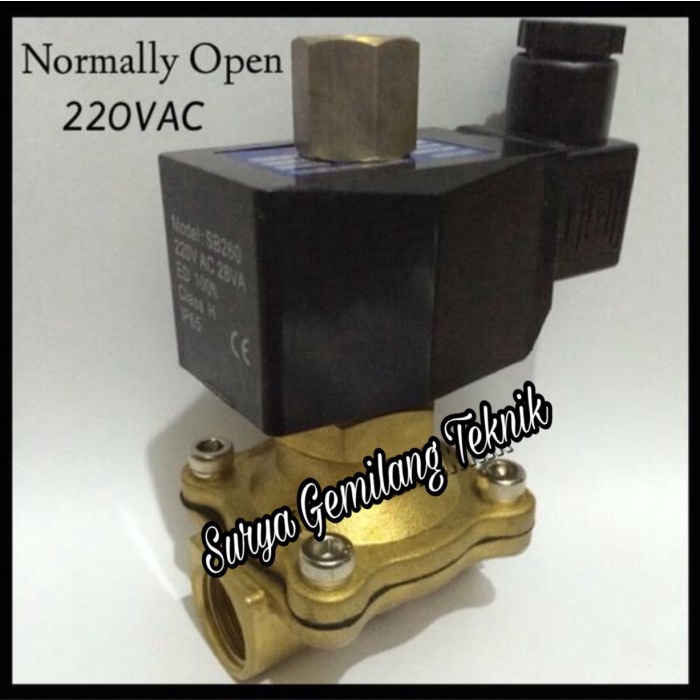 Solenoid Valve Normally Open 1/2" 220Vac Brass Electrick Valve