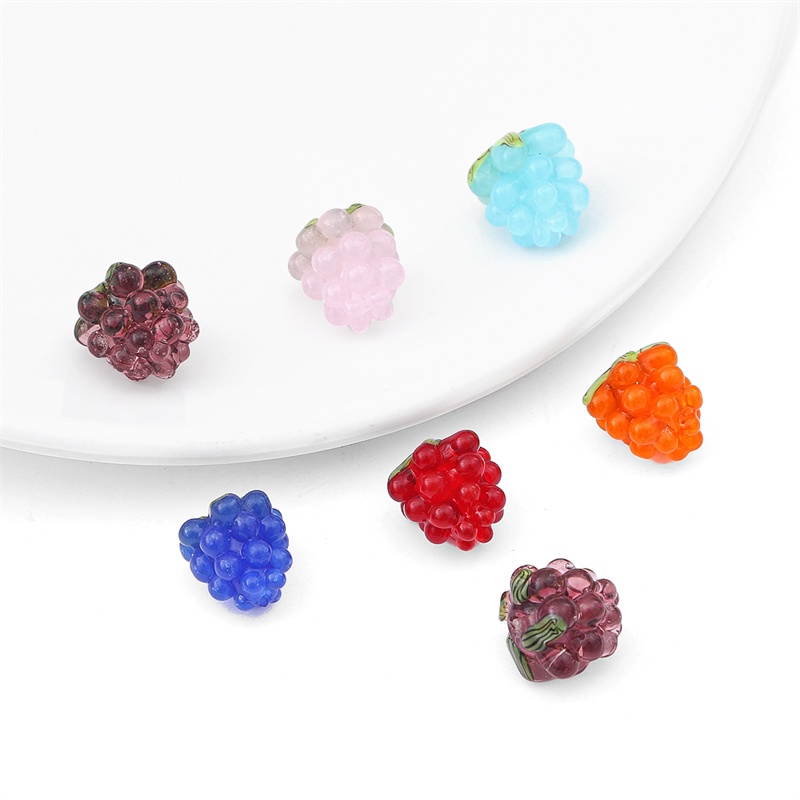 1pc 12mm Grape Lampwork Glass Beads Buah Multicolor Spacer Beads Untuk Kalung Anting Liontin DIY Perhiasan Maki