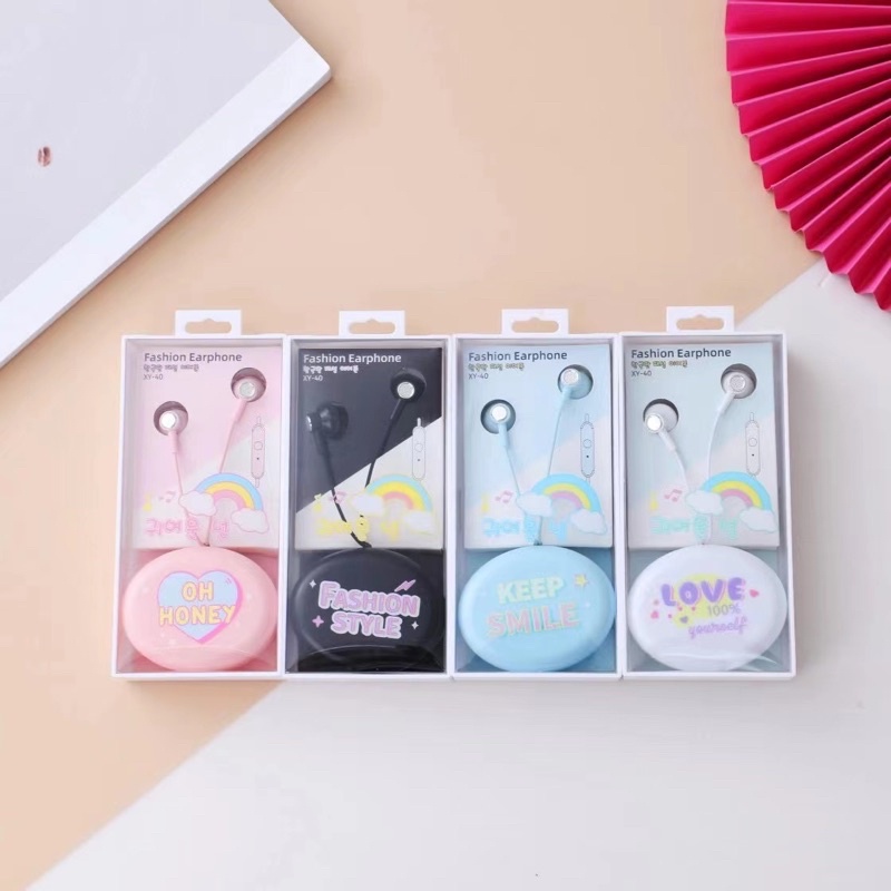 [ XY 40 ]Headset Earphone Karakter Fashion style / Earphone+ Wadah Earphone Lucu Unik Imut