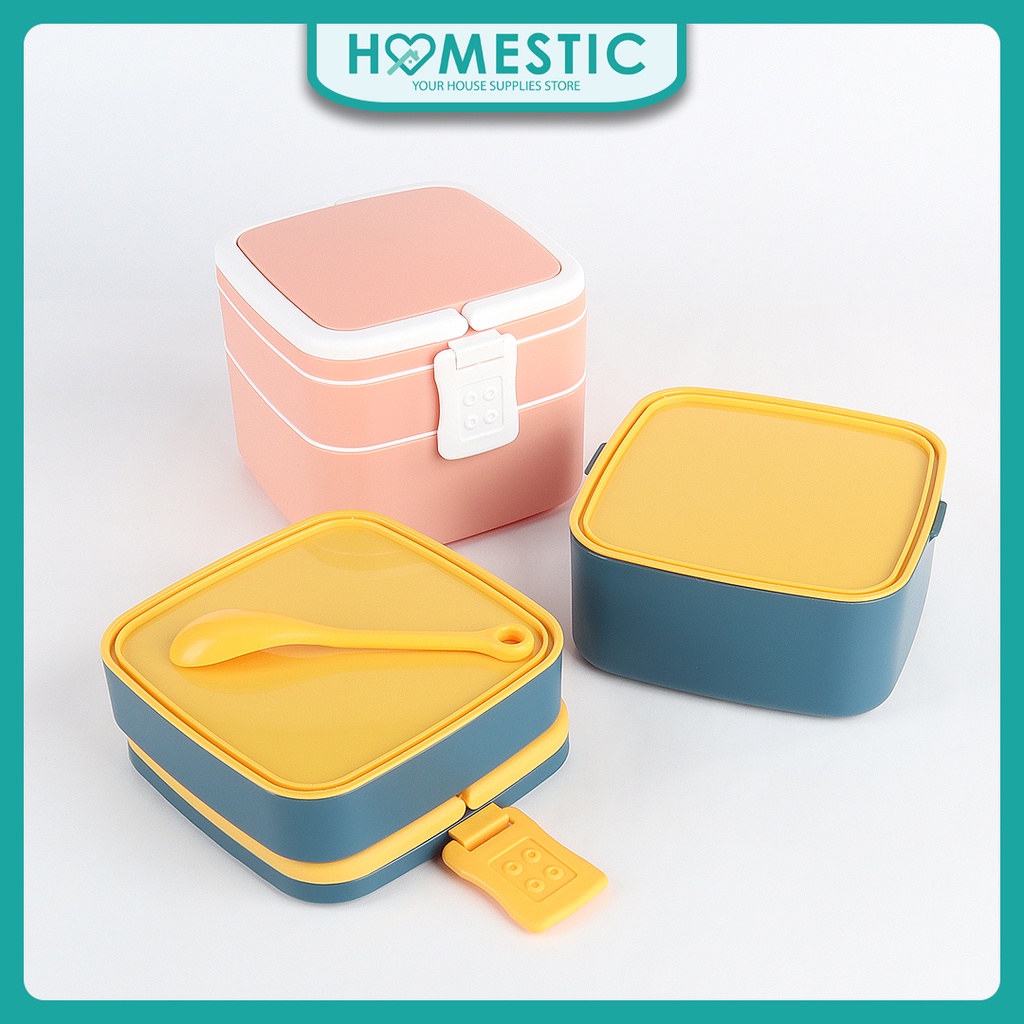 Kotak Makan Siang Portable Dua Lapis / Lunch Box 2 Lapis / Kotak Makan Bento 2 Lapis / Kotak Makan Portable 2 Lapis
