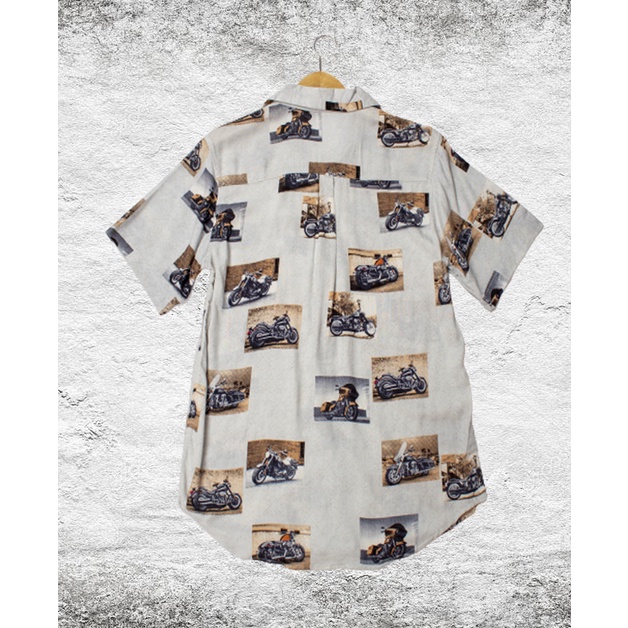 FORTGLASS HAWAI HARLEY KEMEJA PRIA BAJU PANTAI COWO BALI REGGAE COWO PENDEK SANTAI RAYON HALUS