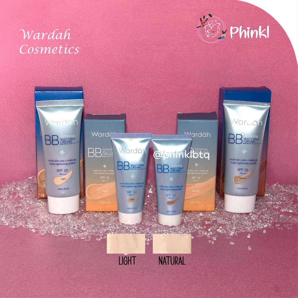 `ღ´ PHINKL `ღ´ ᘺᗩᖇᕲᗩᕼ Wardah Lightening bb cream biru alas bedak foundation kulit kering spf 32