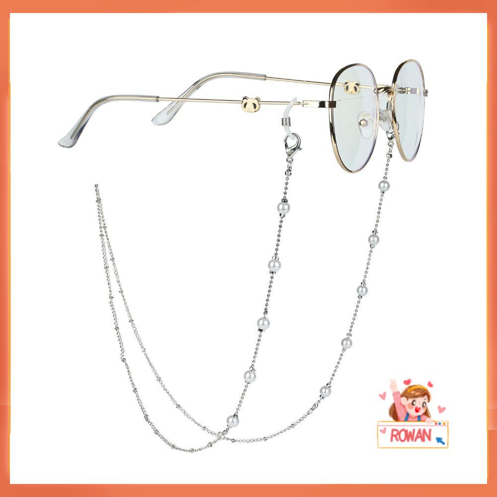 R-flower Kacamata Rantai Fashion Indah Bunga Mawar Warna Perak Leher Kacamata Sunglasses Chain