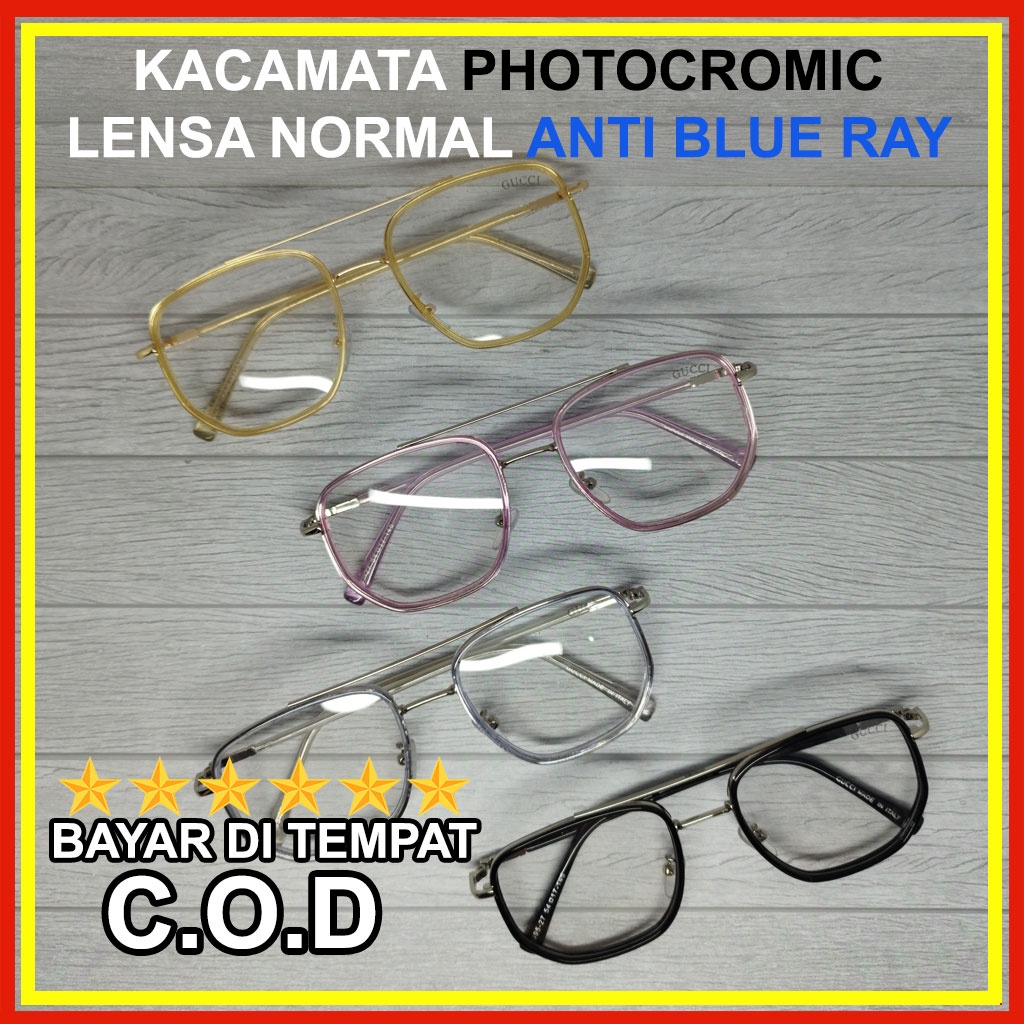 Kacamata Lensa Photocromic Ala Raffi Ahmad dan Nagita Frame Kotak Besar Korea Retro Style Pria wanita