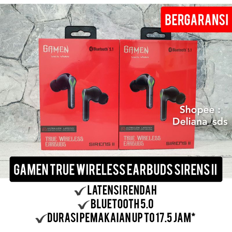 Gamen True Wireless Earbuds Sirens 2 Garansi Resmi 1 Tahun Gamen Headset Bluetooth Gaming Sirens II 