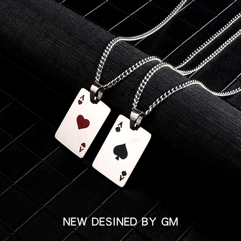 Woman fashion retro hip-hop poker spades A pendant Kalung Pecinta Pasangan Hadiah Hari Valentine