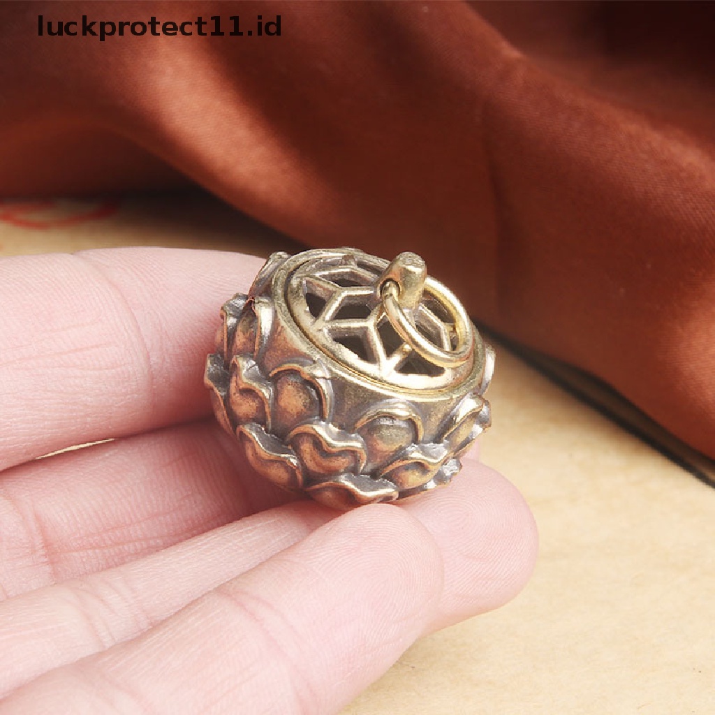 /Fashion Hot//// Kuningan Lotus Ch Tempat Dupa Lucky Key Chain Liontin Pill Wadah Botol.