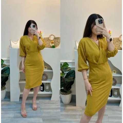 (RPA) GAMIS MIDI LOWRY REMPEL DRESS ATASAN WANITA CRINCLE AIRFLOW