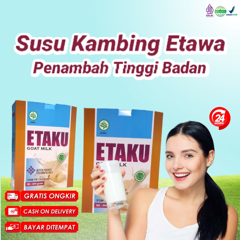

Susu Peninggi Badan Remaja Dewasa Anak Susu Tinggi Kalsium dan Vitamin D Susu Kambing Etawa Goatl Milk Etaku Susu Bubuk BPOM dan HALAL