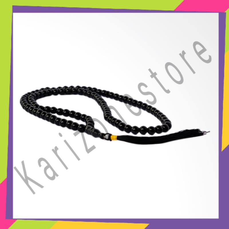 Tasbih Batu Black Jade Onyx Asli Natural - 99 Butir