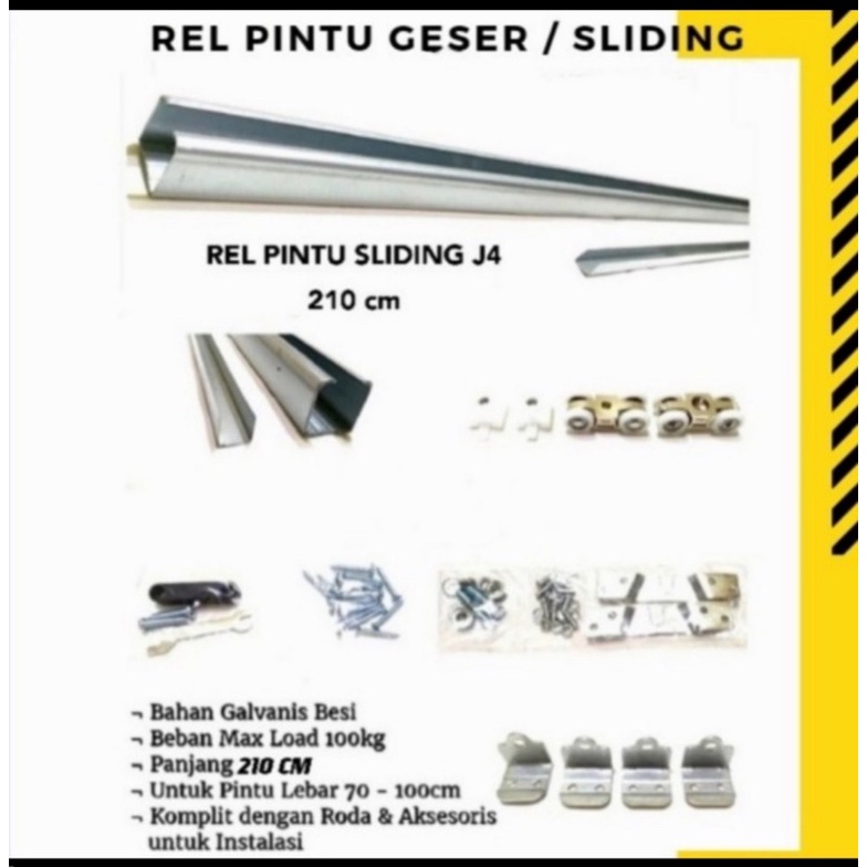 Rel Pintu Sliding 1,6 meter rel pintu ukuran 2,1 meter J4 Satu Set Pintu Geser J4 A4 rel pintu sledi