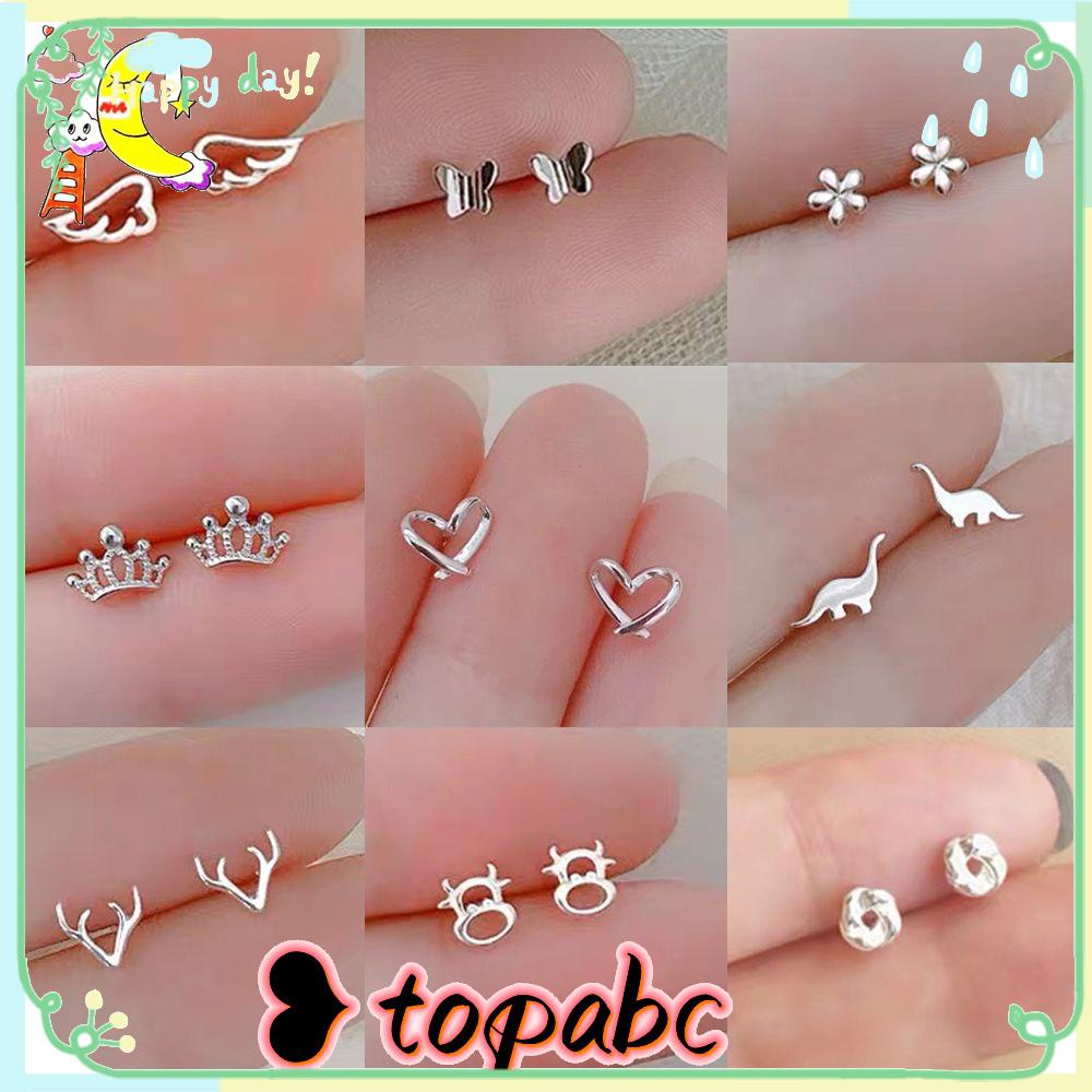 Top Anting Tusuk Mini Hadiah Helix Cartilage Tragus 925 Silver Untuk Wanita Perempuan Dinosaurus Butterfly