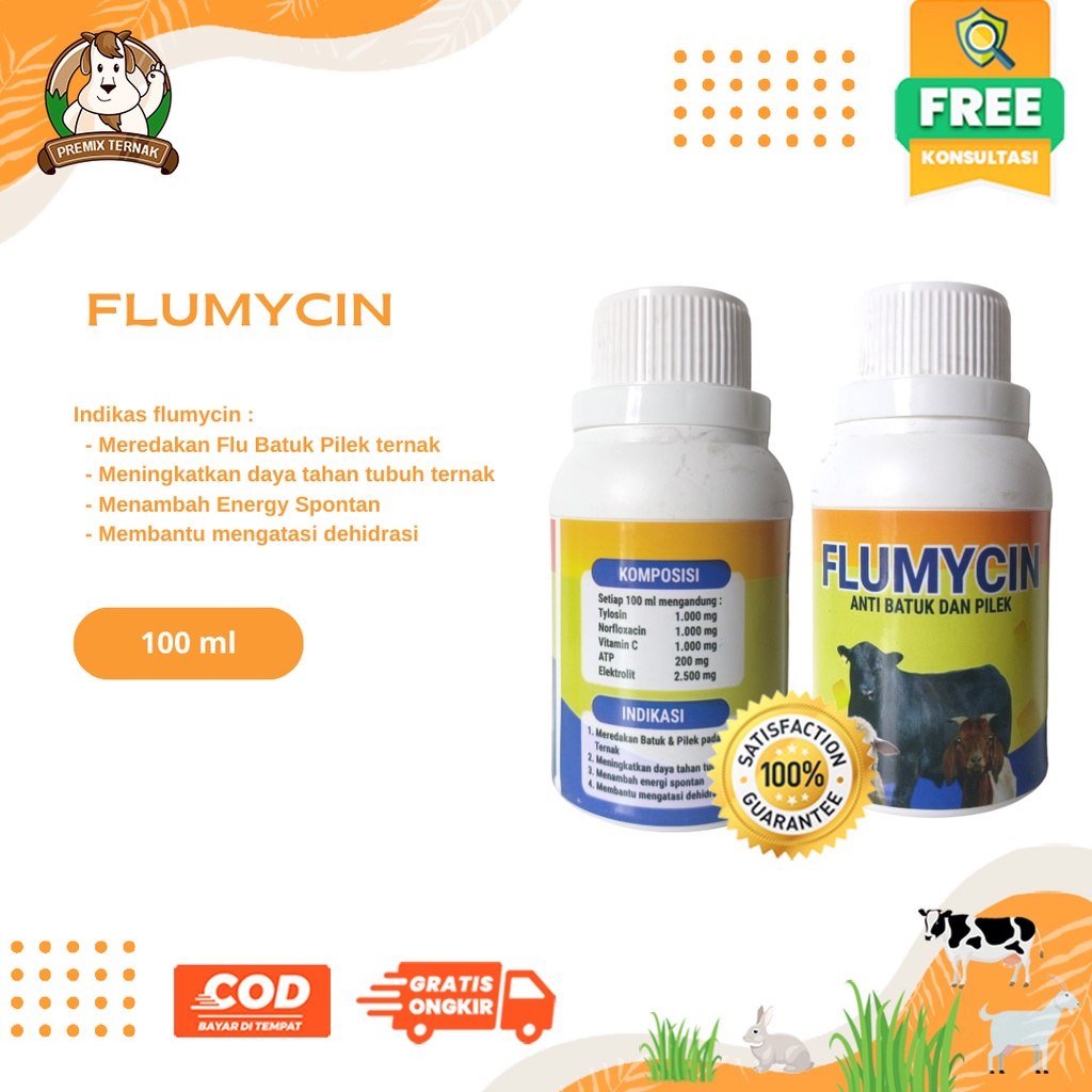 FLUMYCIN 100ml - OBAT AMPUH FLU BATUK PILEK sapi kambing domba - Lebih Komplit