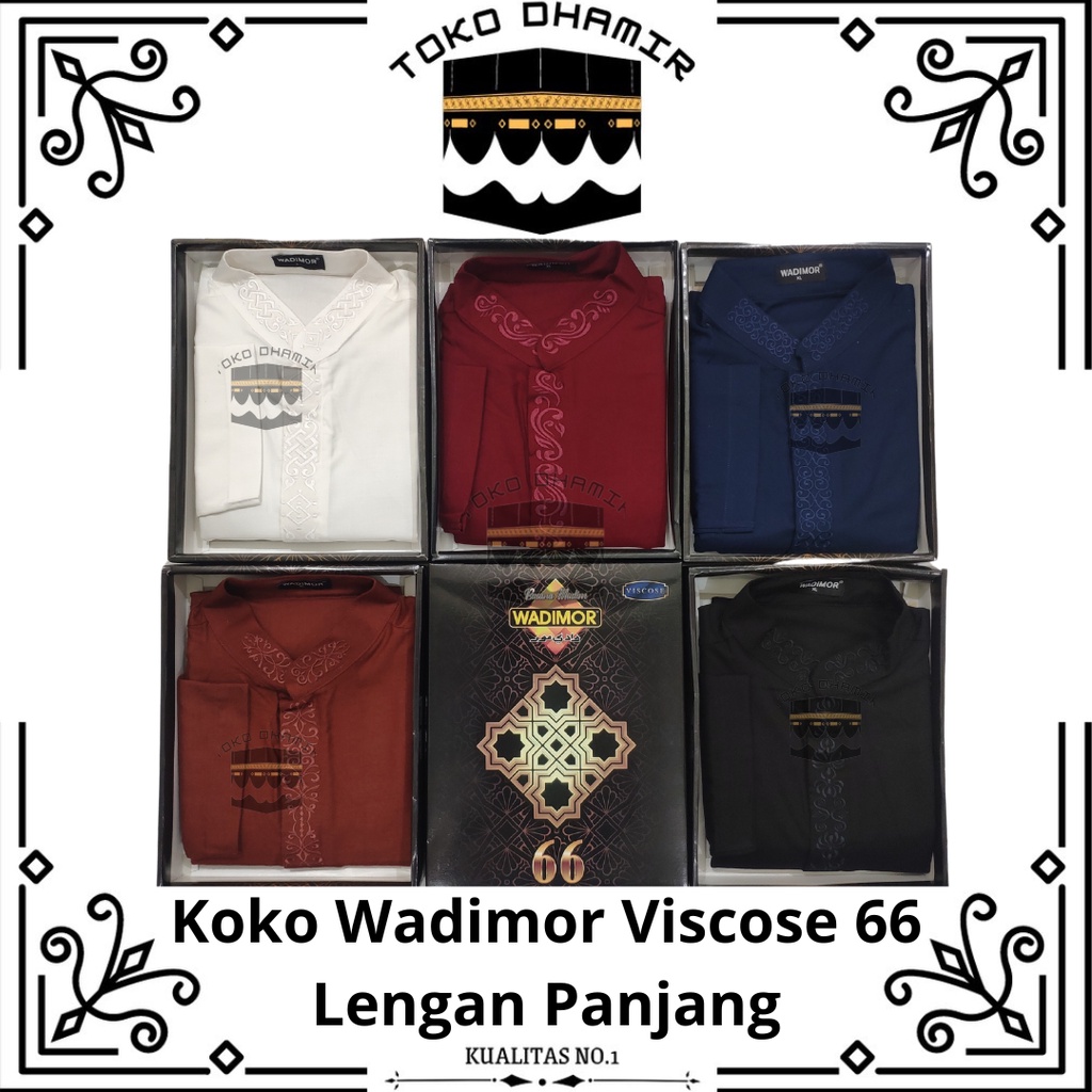 Baju Koko Wadimor VISCOSE Tangan Lengan Panjang Jumbo Busana Muslim Pria Takwa Taqwa Putih Katun Jum