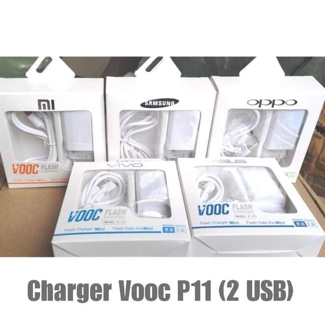 ❅ Travel Fast Charger Cas Casan 2 Lubang Micro USB P11 P-11 P 11 4A 4 A VOOC HP Handphone Samsung Op