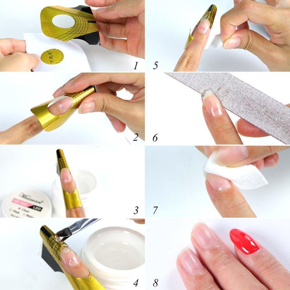 Mxbeauty Nail Paper Tray Extension Builder 100 Pcs Self-adhesive DIY Nail Art Alat Perlengkapan Ekstensi Kuku Nail Extension Stensil