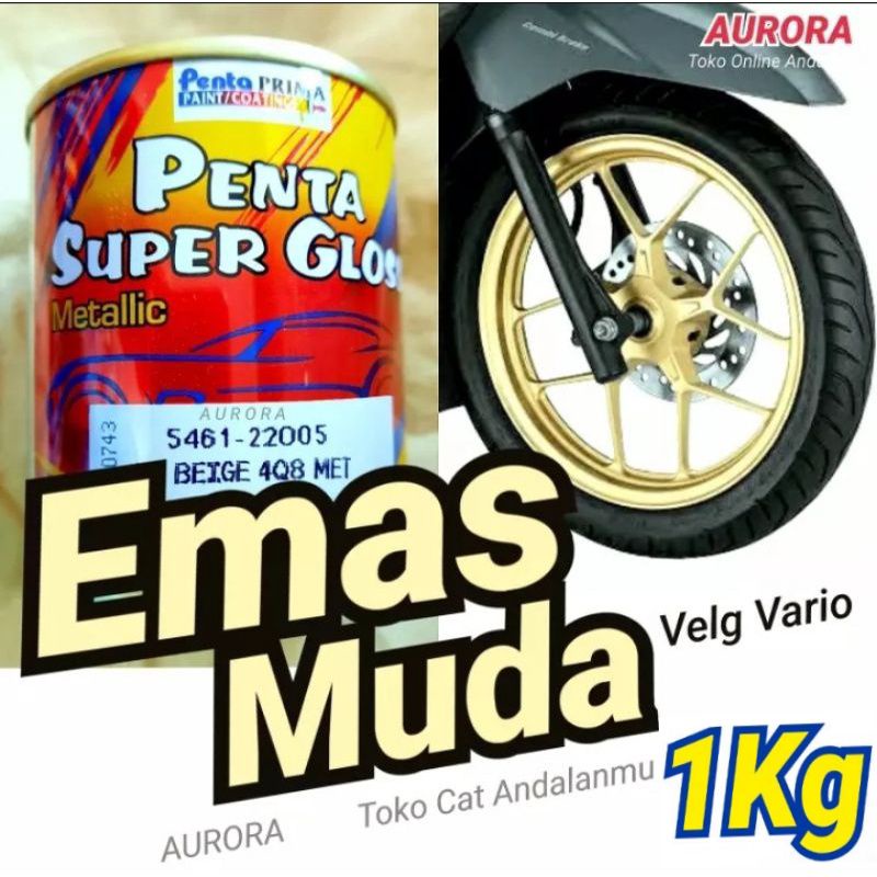 Cat Penta Super Gloss 5461-22005 NC Beige 4Q8 Met 1kg Emas Muda Coklat Muda Metalik Metalic Metallic